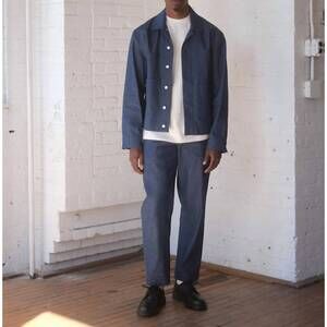 NEW WILLIAM FREDERICK cafe long sleeve jacket in denim blue